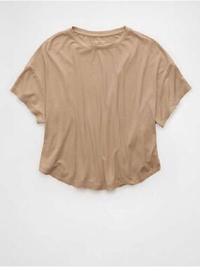 American Eagle Outfitters Short Sleeve Crewneck Tee in Tan